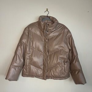 Steve Madden BB Dakota Women's Brown Leather Puffer Jacket